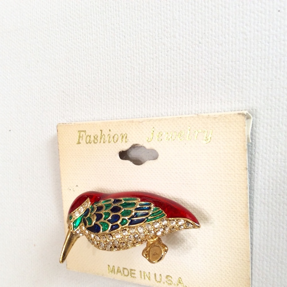 Enameled Bird pin Brooch Vintage